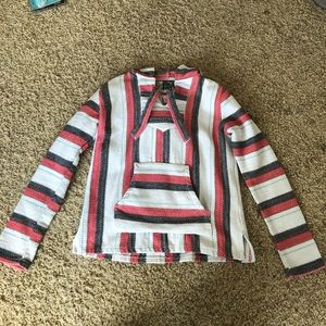 Drug rug sweatshirt- white, pink, gray